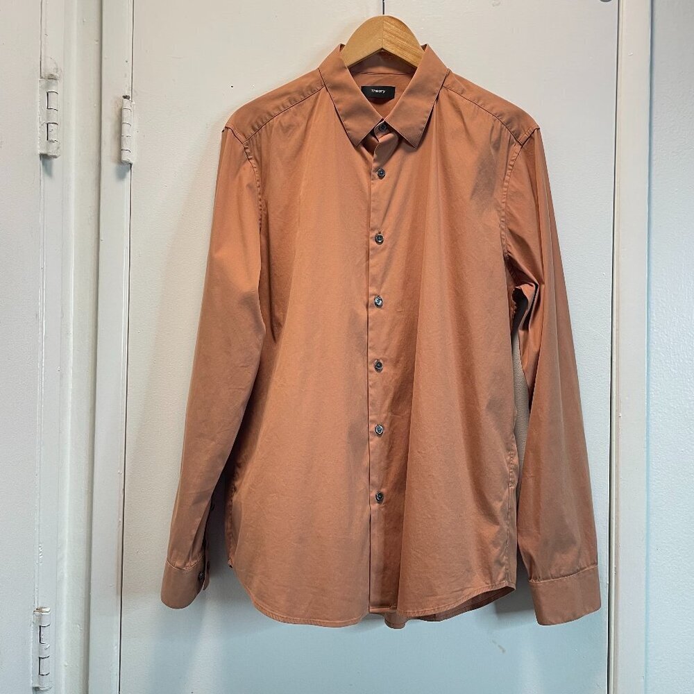 Theory Men's Button Down Shirt in Tan Ex Con XL